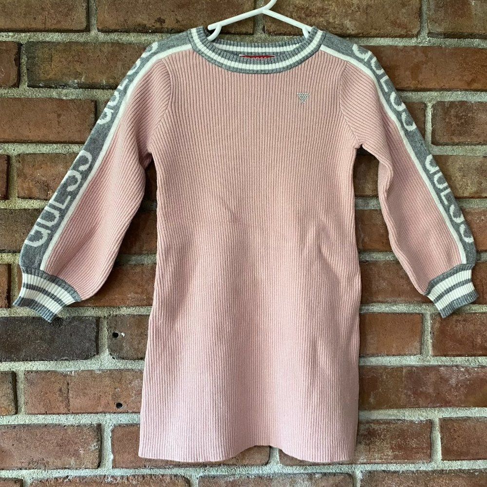 Guess Ribbed Sweater Dress Pink and Gray